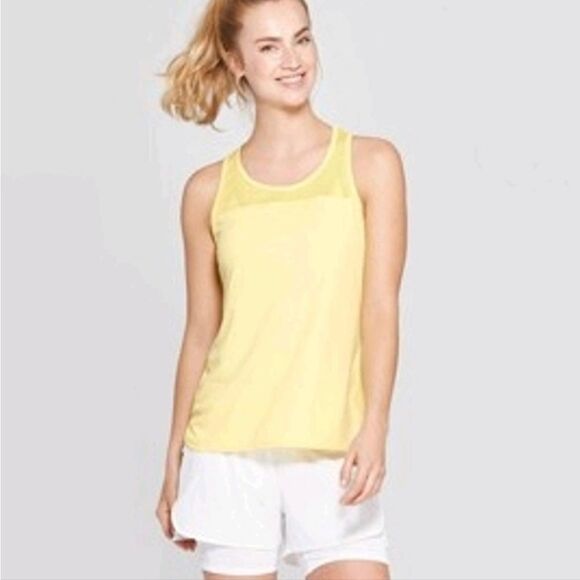 🔸️NWT Champion Yellow Athletic Mesh Racerback Sleeveless Top Medium - Picture 1 of 9
